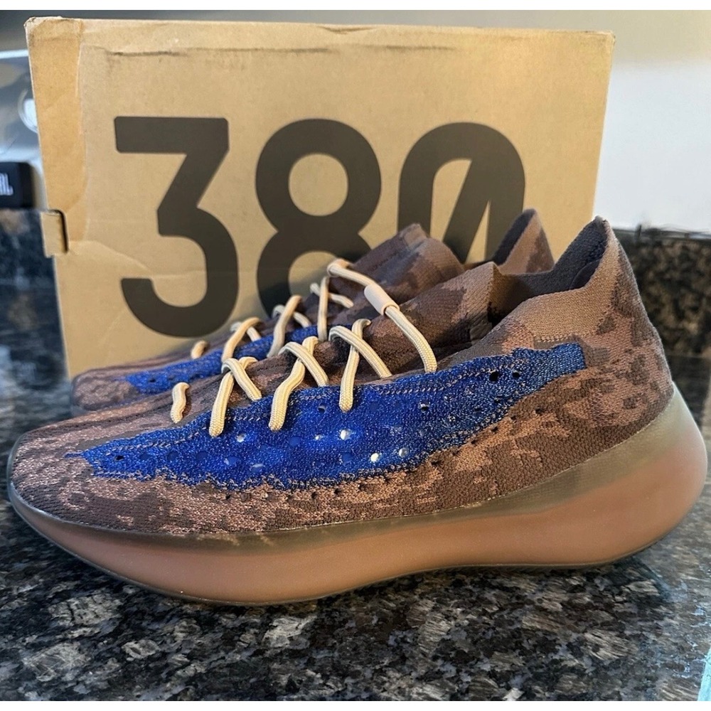 Adidas Yeezy Boost 380 Azure Brown Blue H02538 Mens Size 12 Primeknit Sneakers